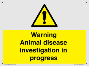 Warning Animal disease investigation in progress